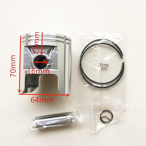 Motorrad STD +50 Bohrungsgröße 64 mm 64,5 mm Stift 16 mm Motorrad Motorteile Kolbenringsatz passend for S TS185 185cc TS 185(STD(64mm) Piston Set) von ZKKJPYYDS