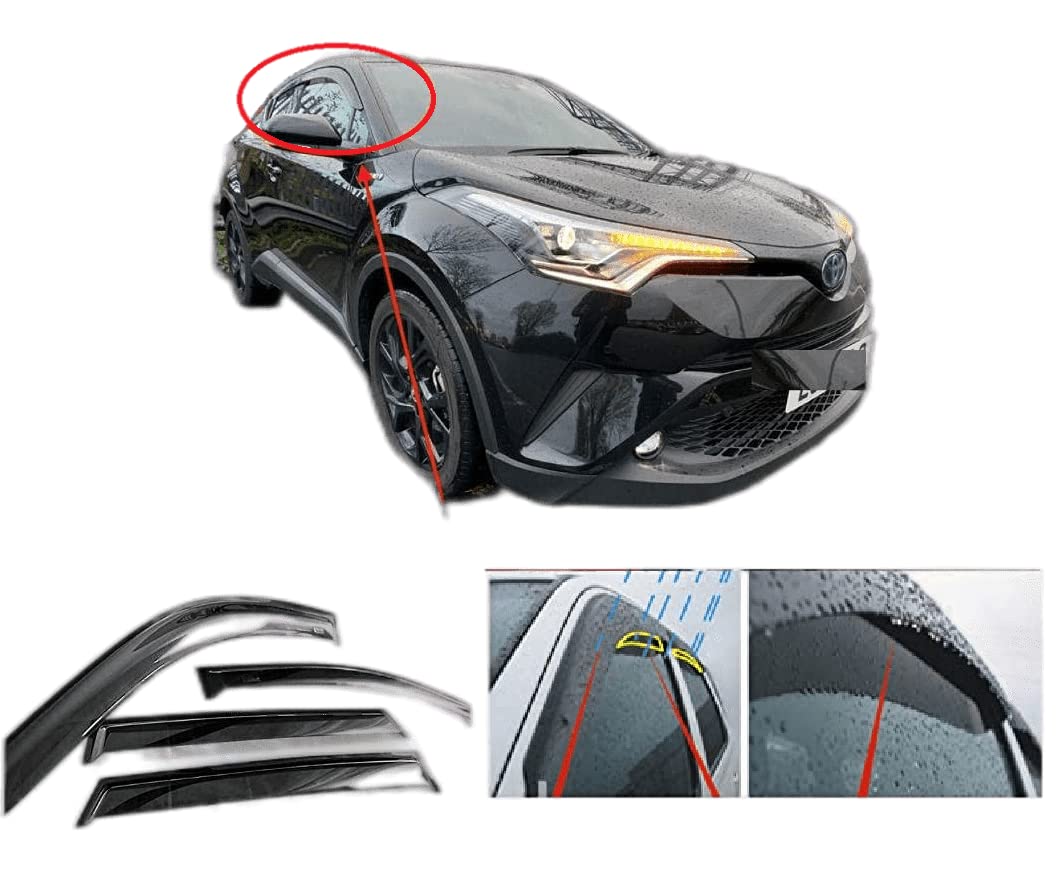 AC WOW 4x Windabweiser kompatibel mit Toyota C-HR 2016 2017 2018 2019 2020 2021 2022 getöntes Acrylglas Tür Seitenfenster Visiere Regen Schnee Sonnenschutz von ZKMAGIC