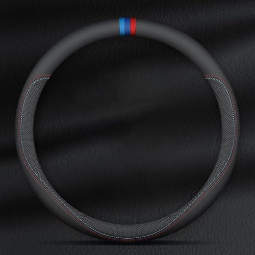 Lenkradbezug für BMW X1 X2 X3 X4 X5 X6 X7 Z4 M1 M3 M4 M6, Nappaleder Steering Wheel Cover Anti-Rutsch Atmungsaktives Lenkradschutz Auto, Universal 37-38cm Lenkradbezug,O/2 von ZKSJFU