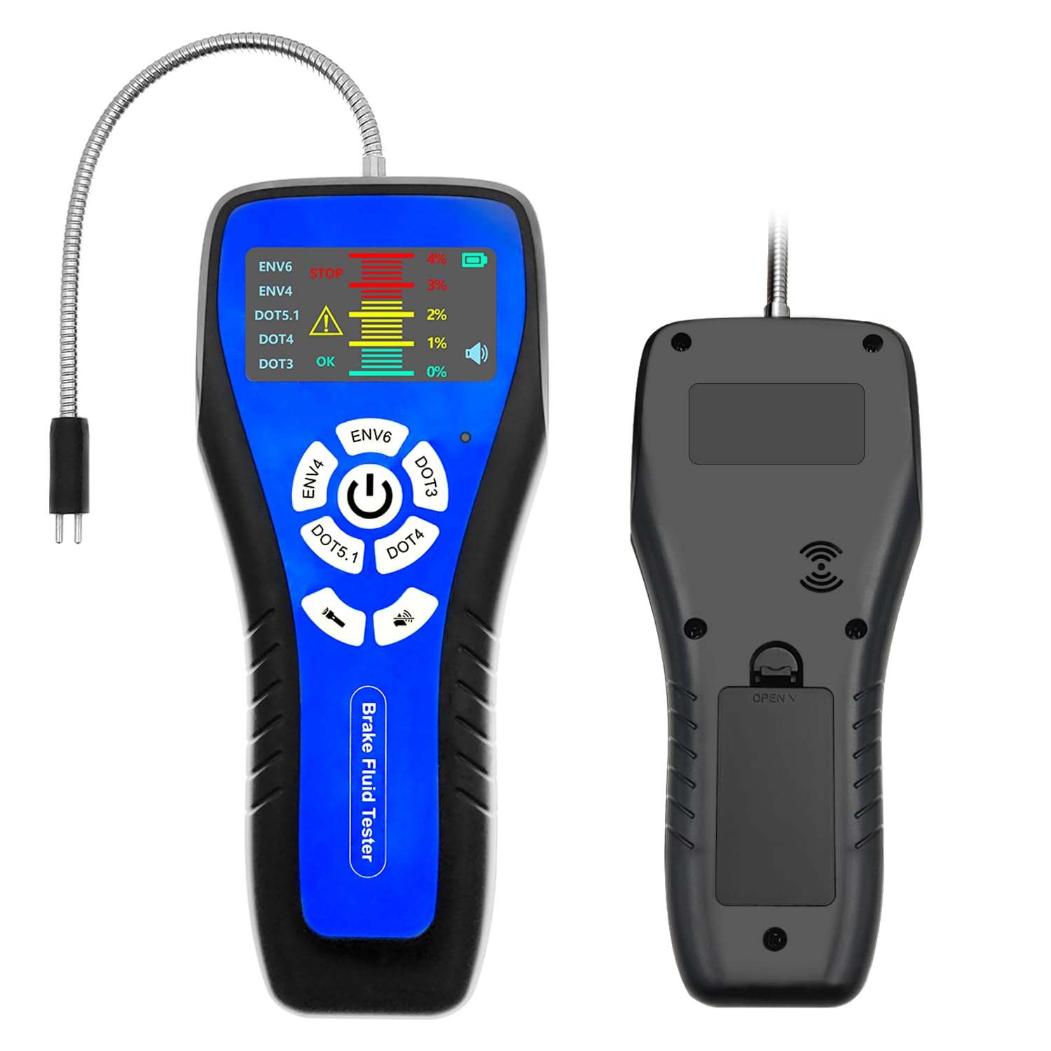 ZKTOOL Bremsflüssigkeitstester, High-Definition-Hintergrundbeleuchtung, LCD-Farbdisplay, Universelle Hochempfindliche Sonde, mit Feinabstimmungsfunktion und Alarmton, für DOT3 DOT4 DOT5.1 ENV6 ENV4 von ZKTOOL