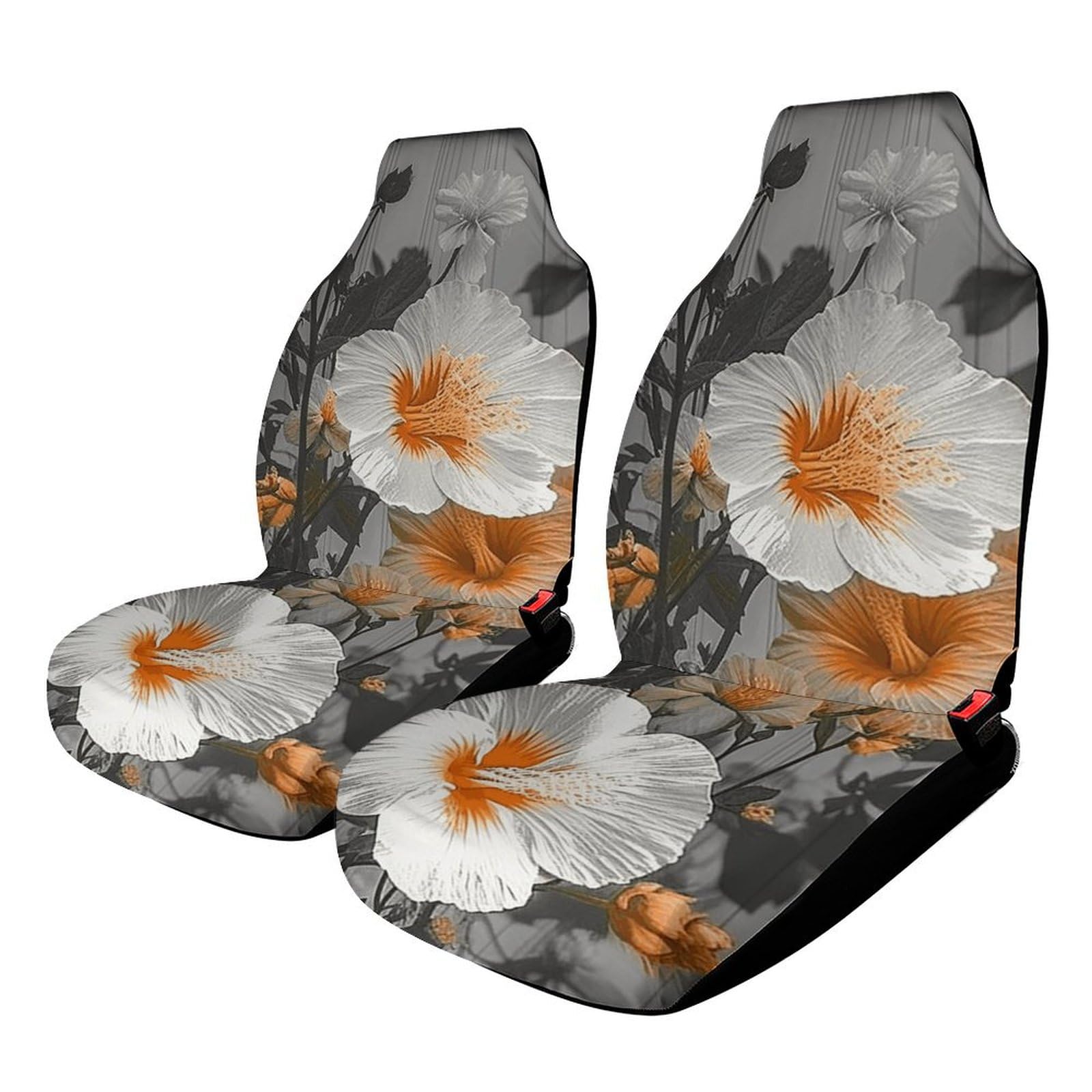 ZLFDSKGY Universal-Autositzschoner mit Blühenden Hibiskusblumen, bedruckt, mit elastischem Band, Innenbezüge für Auto, LKW, Van, SUV, 2 Stück von ZLFDSKGY