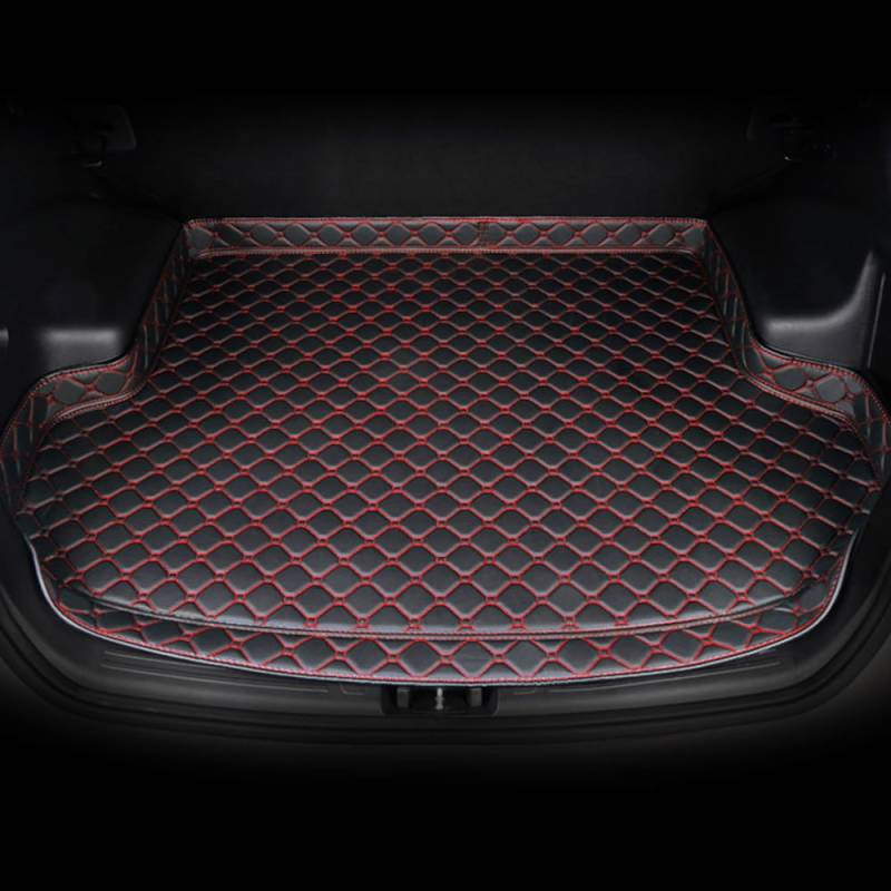 Auto Leder Kofferraumwanne Schutzmatte für Audi A5 2door 2017-2024,rutschfest Kratzfestem Kofferraummatte Schutzmatte Kofferraum Matten Innenmatte Styling,Black Red von ZLQYF