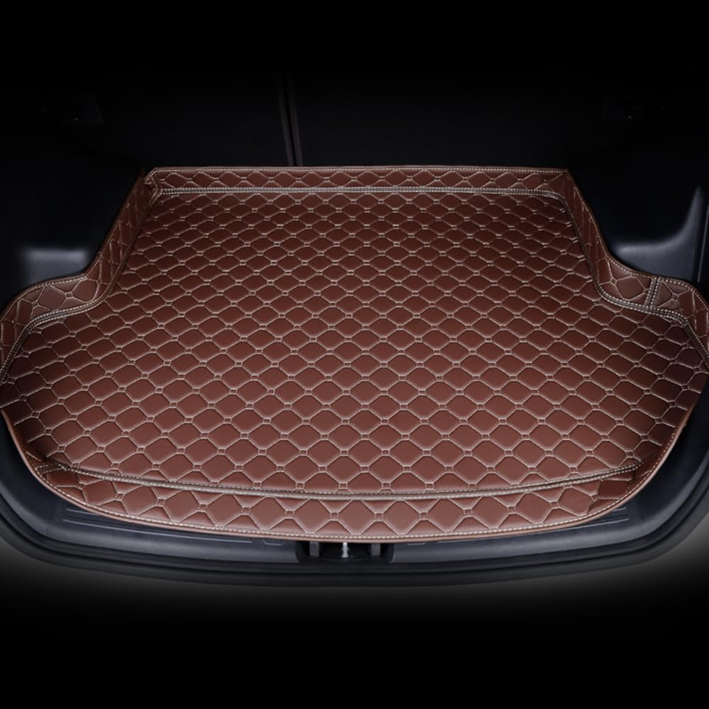 Auto Leder Kofferraumwanne Schutzmatte für Peugeot 5008 7seats 2017-2024,rutschfest Kratzfestem Kofferraummatte Schutzmatte Kofferraum Matten Innenmatte Styling,Brown von ZLQYF