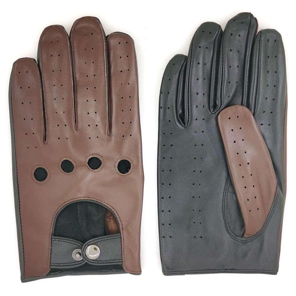 ZLUXURQ Herren Luxus 100% Schaffell Fahrhandschuhe-Weiches hochwertiges Leder von ZLUXURQ