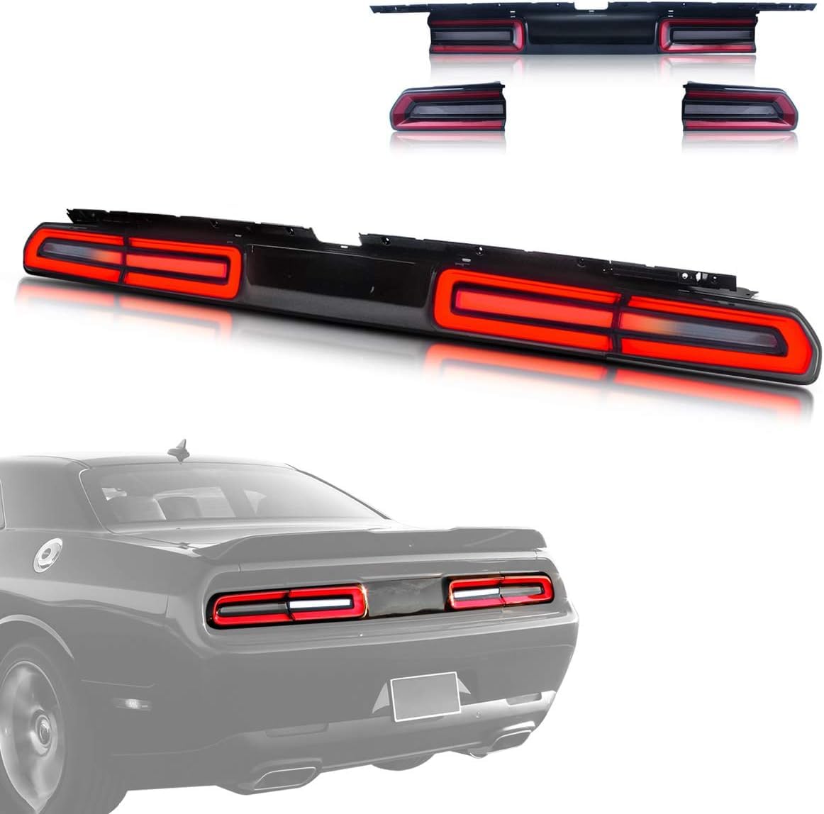 ZLXYBF66 Autorücklichter für Dodge Challenger 3rd Generation Coupe 2008-2014, ist Für staub- und wasserabweisend,Red A Pair von ZLXYBF66