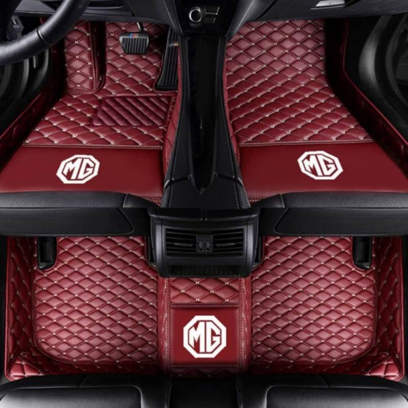 Auto Bodenmatte Fußmatten für MG 6 MG6 2020 2021 2022 2023, Nach Maß Allwetterschutz Leder Fussmatten Vorne und Hinten Automatten,WineRed Style von ZLYFCL