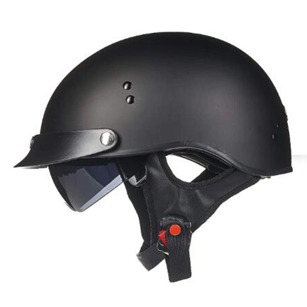 Retro Motorrad Helm, Halbschale Vintage Style Harley Helm mit Visier, Halbschalenhelm ECE Zertifizierung Jethelm Für Damen Und Herren, für Cruiser Chopper Biker von ZLYJ