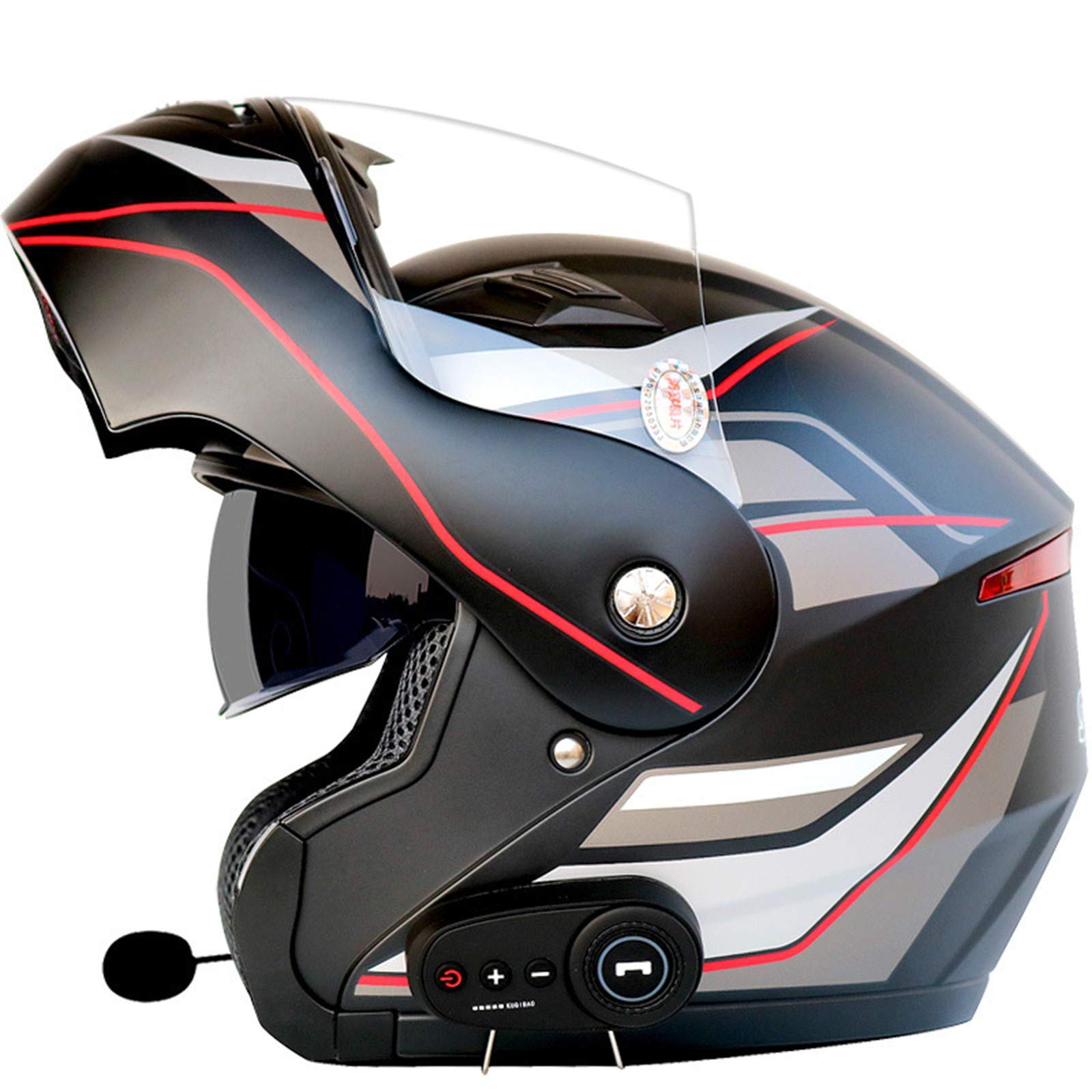 ZLYJ Bluetooth Modularer Motorrad Helm, Funk Sprechanlage Motorrad-Klapphelm mit Anti-Fog-Doppelscheib ECE Genehmigt Integralhelm für Erwachsene Männer Women B,XXL von ZLYJ