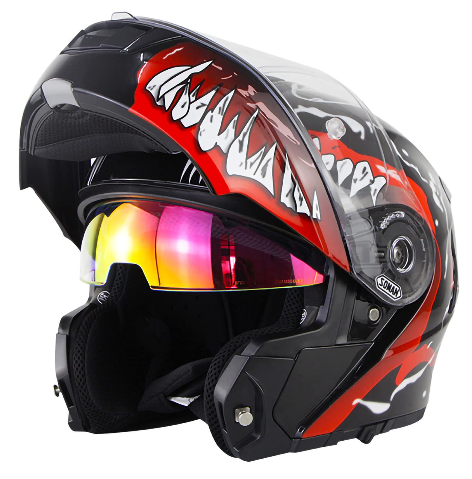 ZLYJ Modularer Motorradhelm Integrierter Klapphelm, ECE-zertifizierter modularer Motorradhelm mit Doppelvisier-Crash-Integralhelm F,XXXXL(65-66cm) von ZLYJ