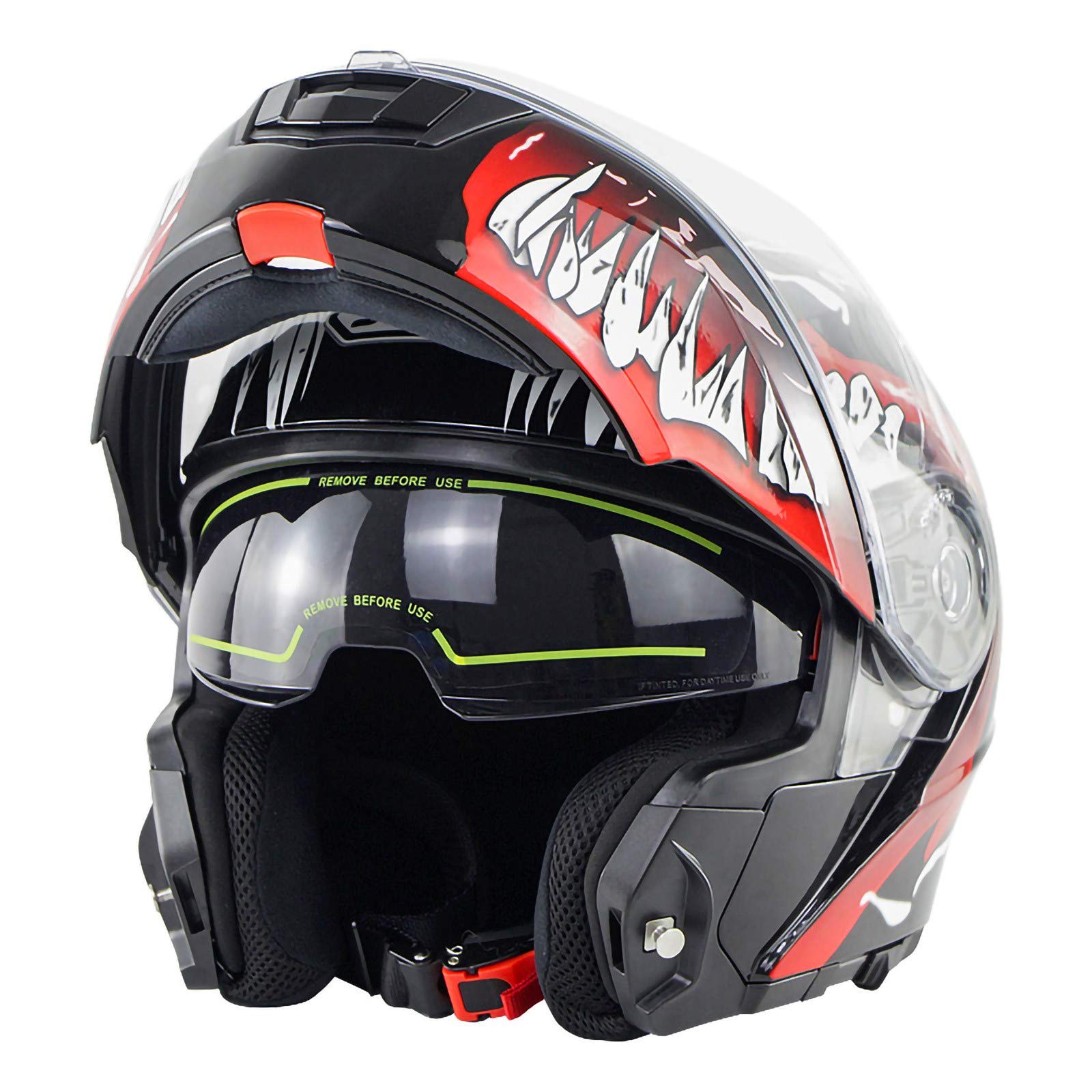 ZLYJ Motorrad-Klapphelm Mit Doppelter Sonnenblende, Modulare Klapphelme Motorradhelm ECE-Zugelassener Integral-Sturzhelm F,XXXXL(65-66cm) von ZLYJ