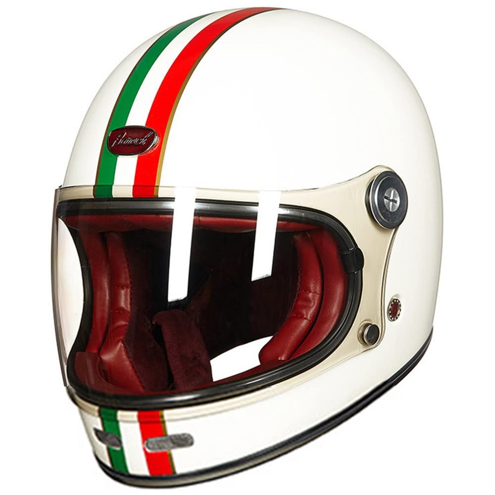 ZLYJ Motorrad Vintage Integralhelm Motorrad Scooter Retro Classic Crash Racing Touring ECE-geprüfter Helm A,Medium von ZLYJ