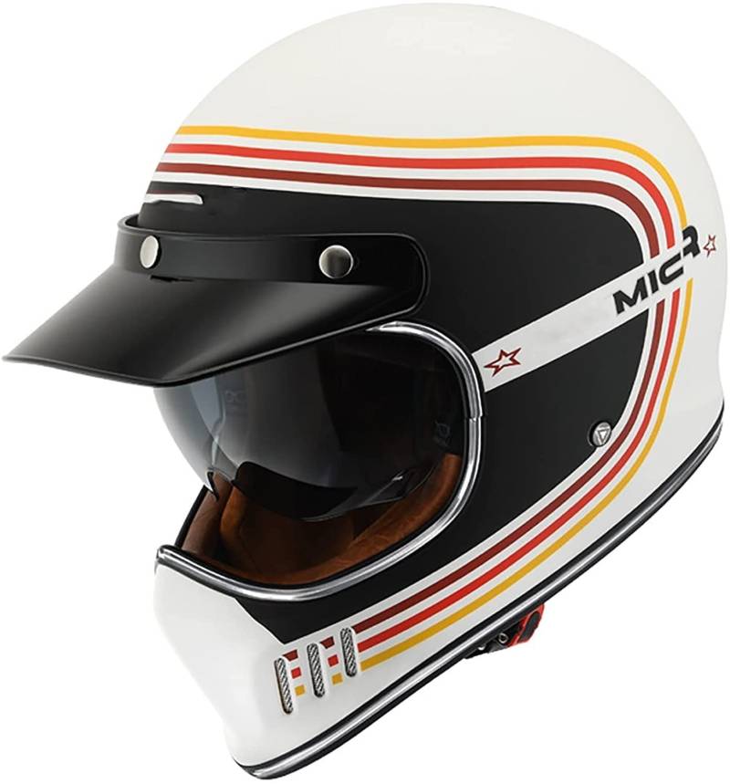 ZLYJ Solider Retro-Motorrad Integralhelm, Motocross ATV Helm, ECE-zertifizierter Multifunktionshelm, Persönlichkeit, Cooler Vierjahreszeiten-Schutzhelm A,Medium von ZLYJ