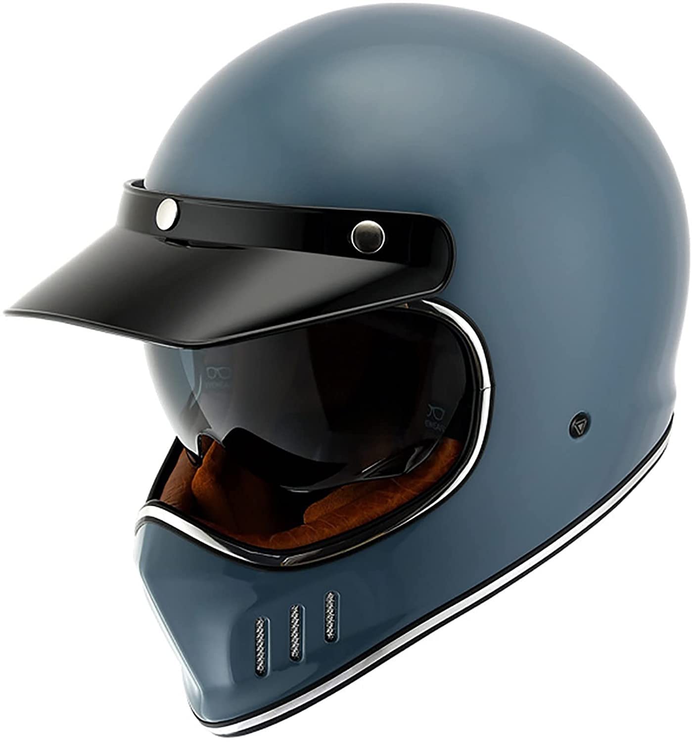 ZLYJ Solider Retro-Motorrad Integralhelm, Motocross ATV Helm, ECE-zertifizierter Multifunktionshelm, Persönlichkeit, Cooler Vierjahreszeiten-Schutzhelm F,Large von ZLYJ