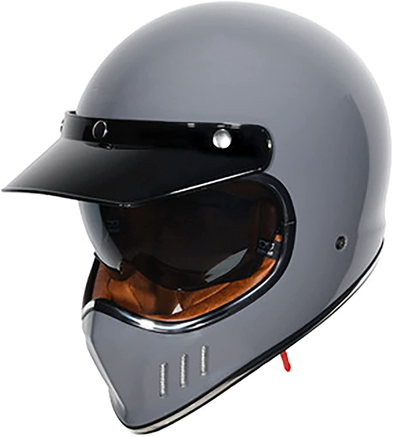 ZLYJ Solider Retro-Motorrad Integralhelm, Motocross ATV Helm, ECE-zertifizierter Multifunktionshelm, Persönlichkeit, Cooler Vierjahreszeiten-Schutzhelm H,X-Large von ZLYJ