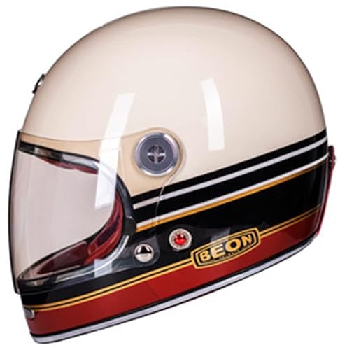 ZLYJ Vintage Integralhelm Motorrad Motorrad Scooter Retro Classic Crash Racing Touring ECE-Zugelassener Helm E,Medium von ZLYJ