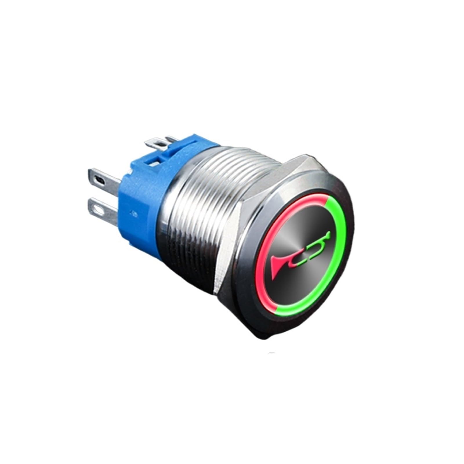 16/19/22MM Customized Two-color Metal Push Button Switch Waterproof LED Light Latching/Momentary Horn Fan for Car Boat 12V 24V ZMBMNNWQ(22MM,Red and Blue) von ZMBMNNWQ