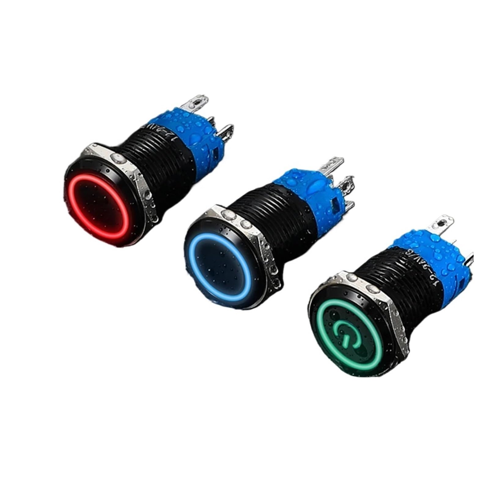 16/19/22mm Waterproof Metal Push Button Switch Momentary Latching Car Round LED Light Power Symbol 5V 6V 12V 24V 220V Red Blue ZMBMNNWQ(Blue Circle,16MM_220V) von ZMBMNNWQ