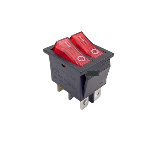 1PCS KCD8 6PIN 16A 250V 20A 125V Red Double Light Switch Rocker Switch ON-OFF Boat Power Switch ZMBMNNWQ(Waterproof cap) von ZMBMNNWQ