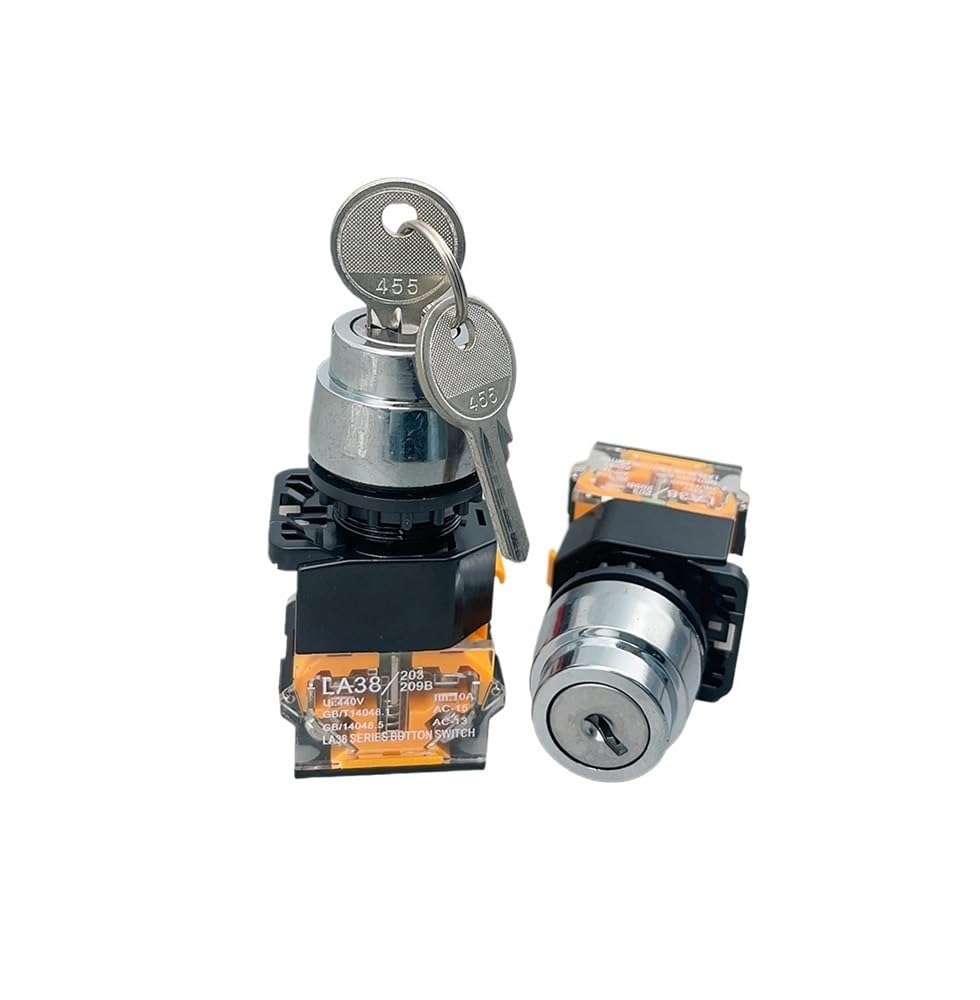 LA38-11Y/2 LA38-20Y/3 22mm Knob Selector Rotary Lock Key Switch 2 3 Position 1NO1NC 2NO with 2 Keys Latching Push Button Switch ZMBMNNWQ(3nd gear,LOCK_2NO) von ZMBMNNWQ