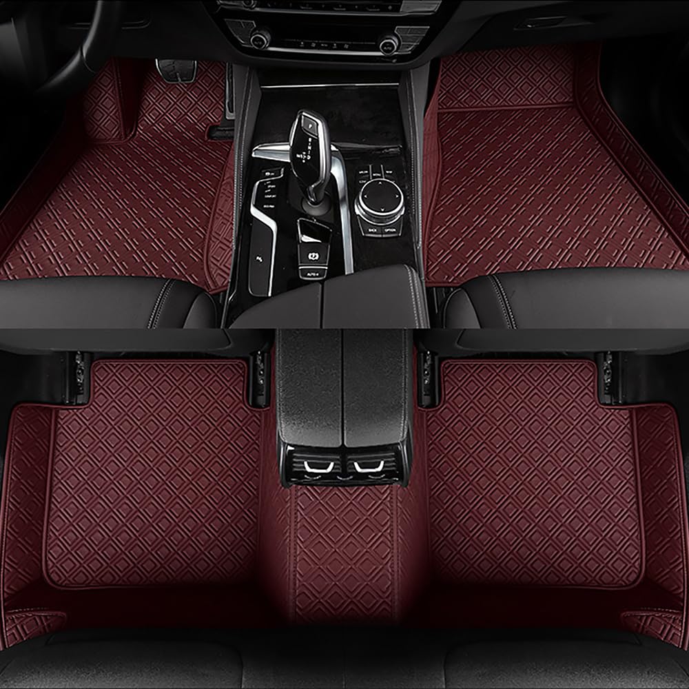 PU Leder Auto FußMatten für ACURA TLX-L 2018 Allwetterschutz Liners Matten Wasserdicht Bodenmatte Vorne Hinten Automatten Zubehör,Winered-single layer von ZNQRY