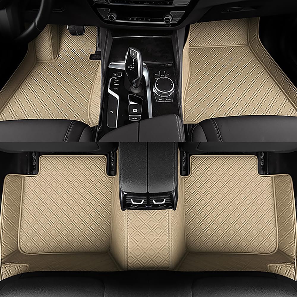 PU Leder Auto FußMatten für Subaru XV 2018 2019 2020 2021 2022 2023 2024 Allwetterschutz Liners Matten Wasserdicht Bodenmatte Vorne Hinten Automatten Zubehör,Beige-single layer von ZNQRY