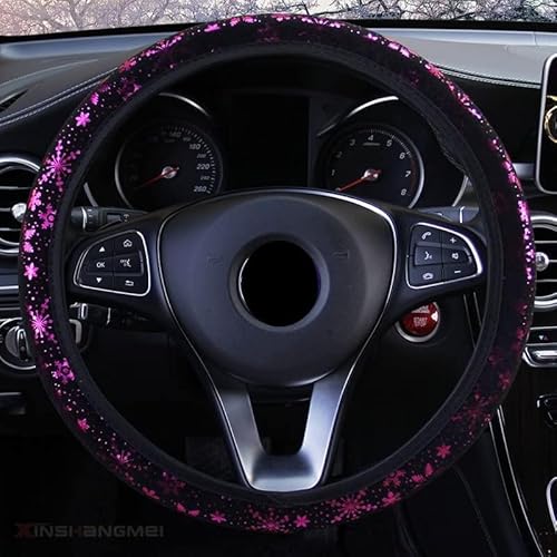 ZOAPDEBCE Autolenkradabdeckung， Auto-Lenkradbezug, glänzende Schneeflocke, 4 Farben, rutschfest, niedlich, for 15 Zoll große Frauen, Rosa(Roze) von ZOAPDEBCE