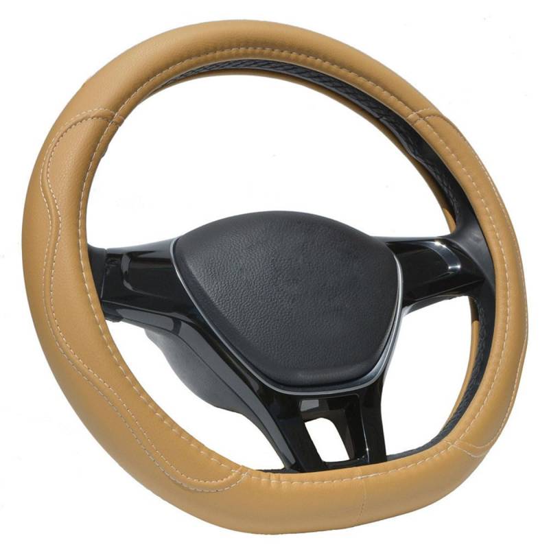 ZOAPDEBCE Autolenkradabdeckung， D-förmiger Mikrofaser-Leder-Auto-Lenkradbezug Four Seasons Slams Lenkradnaben for VW Golf 7 2015 Polo JATTA Beige(Beige) von ZOAPDEBCE