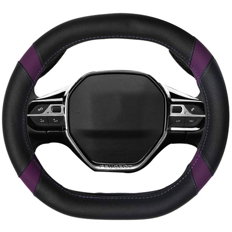 ZOAPDEBCE Autolenkradabdeckung， Mayco Bell Mikrofaser-Leder-Lenkradbezug for Peugeot 208, Schwarz Rot(Black Purple) von ZOAPDEBCE