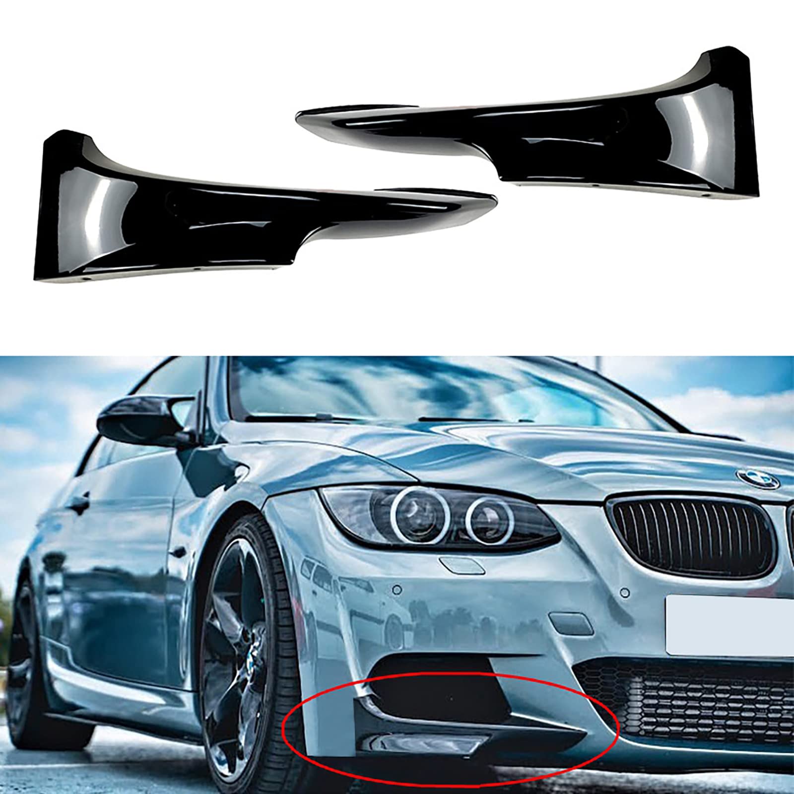 ZOBICX Für B-MW 3er E92 E93 M3 M-Tech 2006-2013 Frontstoßstangensplitter Lippenspoiler,Gloss Black-2010-2013 von ZOBICX