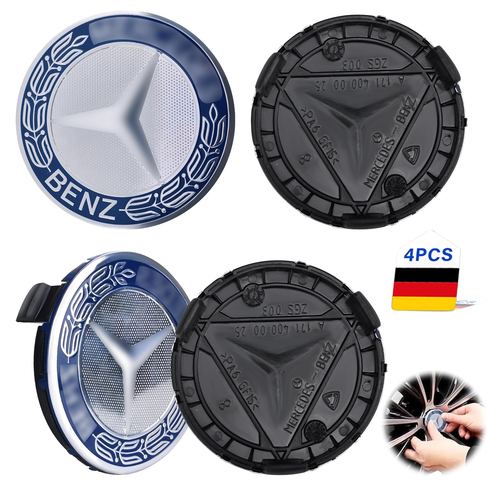 ZOBMIO 4 Stück Nabendeckel, Radnabenkappen für 75mm, Nabendeckel Hergestellt aus Hochwertigem ABS, Felgendeckel Geeignet für Alle Baureihen, Das Stark,Langlebig,Stabil, Stark Felgenkappen von ZOBMIO