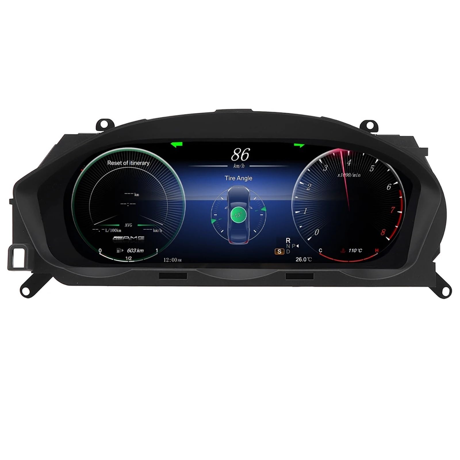 12,3''Panel Tachometer ODO Digitales Kombiinstrument kompatibel for Mercedes Benz C-Klasse W204 NTG4.5 2011-2014 LCD-Armaturenbrett-Tachometer von ZOCJNALC