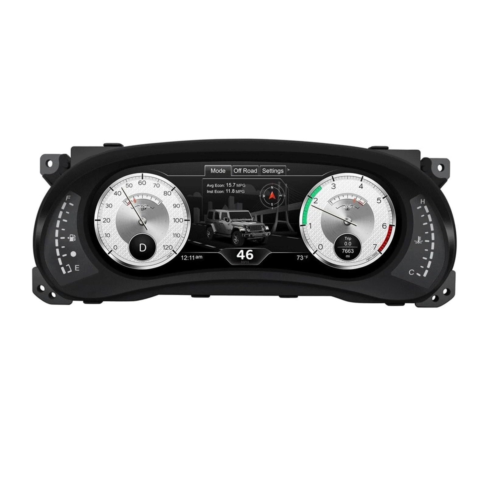 12,3-Zoll-Auto-LCD-Instrumentencluster-Monitor-Cockpit, kompatibel for Wrangler JK 2011–2018, digitales Armaturenbrett, Tachoanzeige, Kilometerzähler von ZOCJNALC