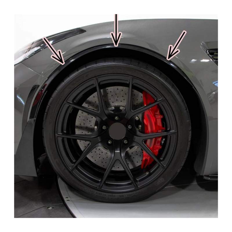 2Pcs Auto Vorderrad Augenbraue Kompatibel for Corvette C7 2014-2019 Alle Modell Glänzend Schwarz Carbon Look fender Zubehör(Glossy Black) von ZOCJNALC