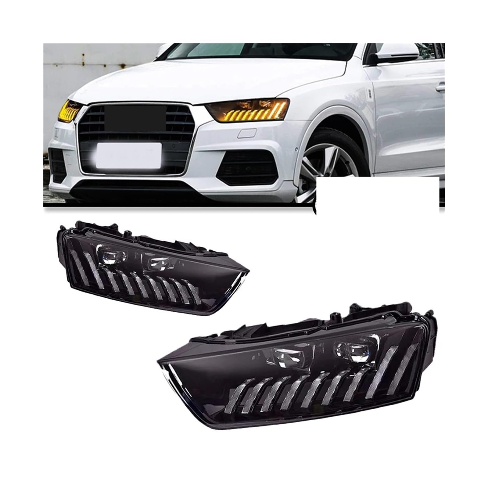 Auto Teile Kompatibel for Audi Q3 Scheinwerfer 2013-2018 Styling LED Dynamische Lenkung Scheinwerfer Auto Accesorios Geändert von ZOCJNALC