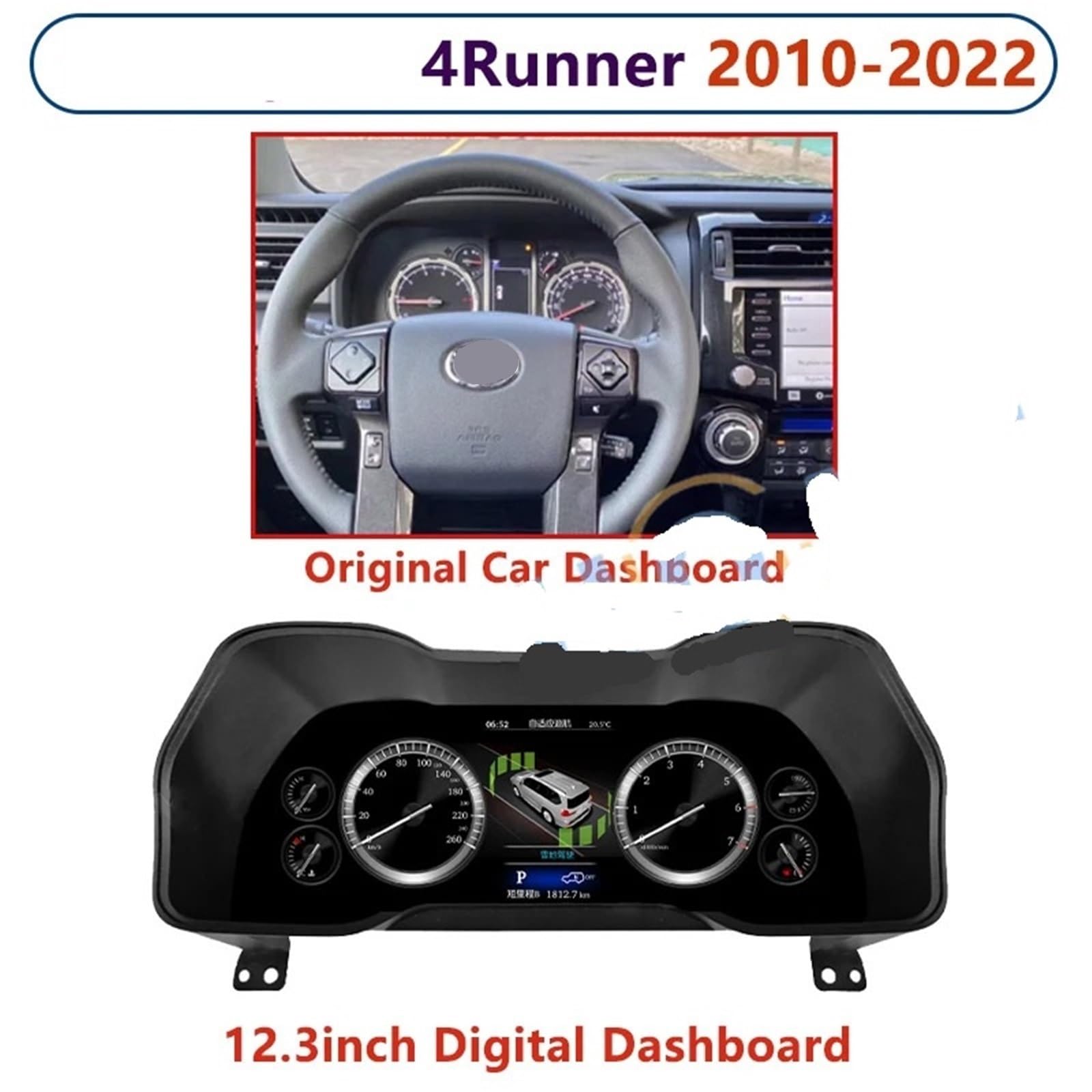 Digitales Armaturenbrett, Smart Meter, virtuelles Kombiinstrument, Cockpit, LCD-Tachometer, kompatibel mit Toyota 4 Runner 2010–2022 von ZOCJNALC