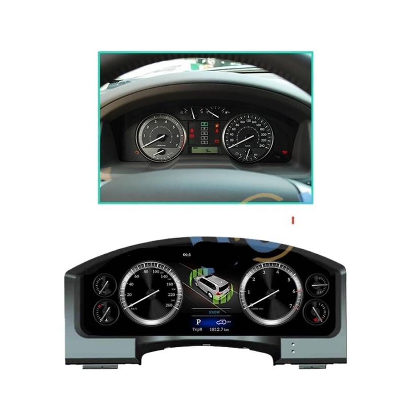 Digitales Armaturenbrett, virtueller Zähler, Kombiinstrument, Cockpit, LCD-Tachometer, kompatibel mit Toyota Land Cruiser 2008–2020(08-15) von ZOCJNALC