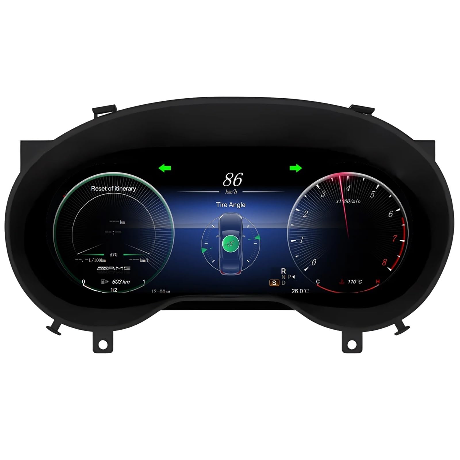 LCD-Armaturenbrett, 12,3-Zoll-Tachometer, kompatibel mit Mercedes Benz CLA/GLA-Klasse X156 C117 W117, digitales Kombiinstrument, Drehzahlmesser von ZOCJNALC