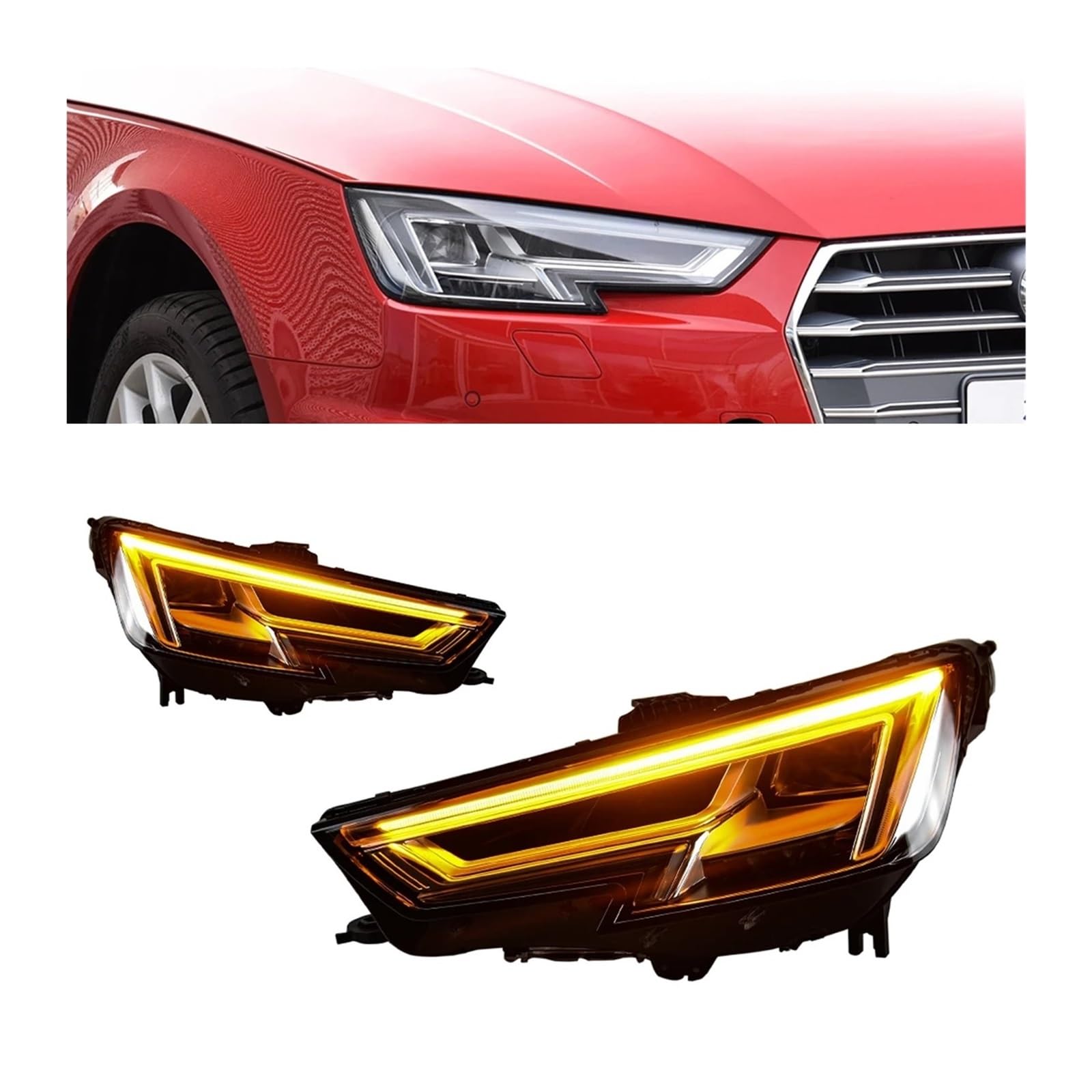 Paar Scheinwerfer Montage Kompatibel for Audi A4 A4L 2017-2019 B9 Neueste Styling LED Tagfahrlicht Dual Projektor Auto Accesorios Geändert von ZOCJNALC