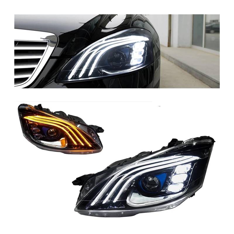 Paar Scheinwerferbaugruppe kompatibel for W221 Scheinwerfer 2006–2012 S300 S400 Maybach Styling LED-Tagfahrlichter Dual-Projektor DRL Autozubehör modifiziert(10-13 Not Night) von ZOCJNALC