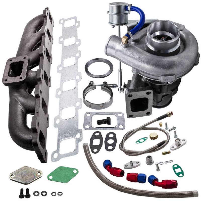 T3 Turbo Auspuffkrümmerkit kompatibel for Nissan Partrol 4,2 l GR TD42 TB42 TB45 Motoröl gekühlt von ZOCJNALC