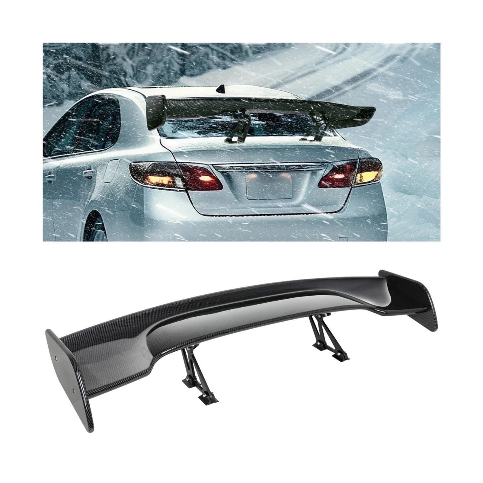 Universal 57 "Auto 3D 3DI GT JDM Racing Auto Stamm Carbon Fiber Heckflügel Spoiler Kompatibel for Honda Toyota VW BMW Benz(Carbon Fiber) von ZOCJNALC