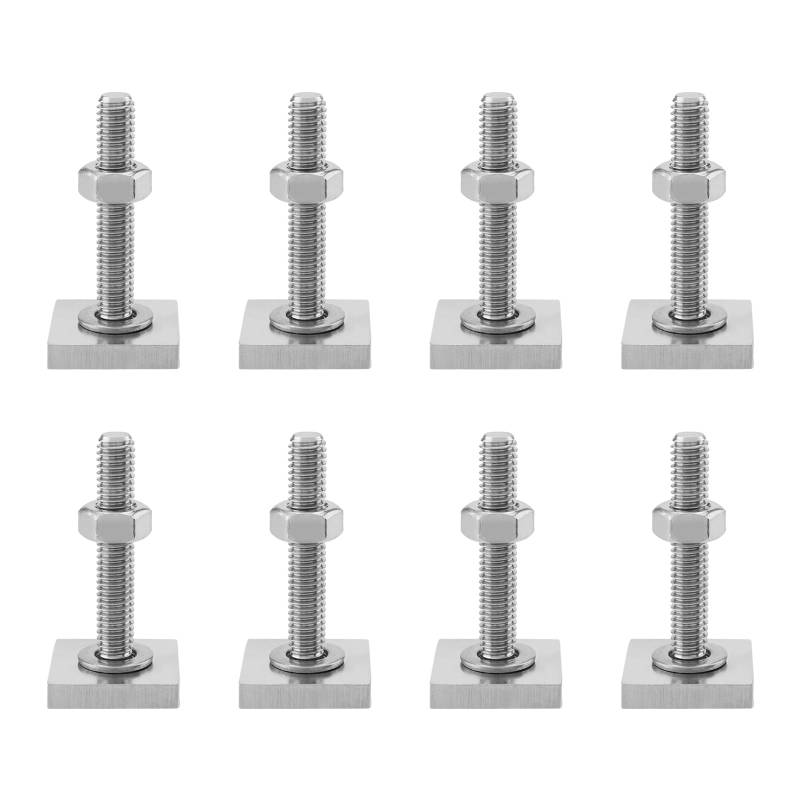 ZOENHOU 8 Stück Nutensteine Edelstahl T Nut Adapter M6-35mm, 2x2x0.4cm mit Muttern und Unterlegscheiben für Dachträger Relingträger Dachbox Kompatibel zu Thule, M6-Ringmutter von ZOENHOU