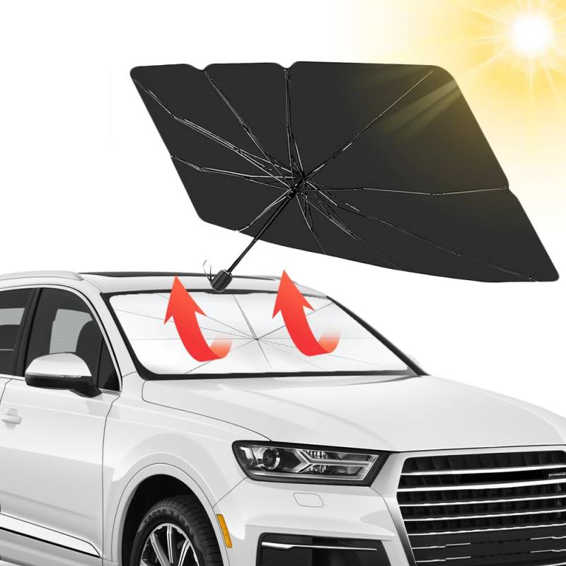 ZOESURE Sonnenschutz Auto Frontscheibe, 125 * 65cm Auto Sonnenschutz Frontscheibe, UV-Schutz, Wärmeisolierung, Faltbarer Sonnenschutz Auto Frontscheibe Innen für die meisten Autos SUV MPV LKW von ZOESURE