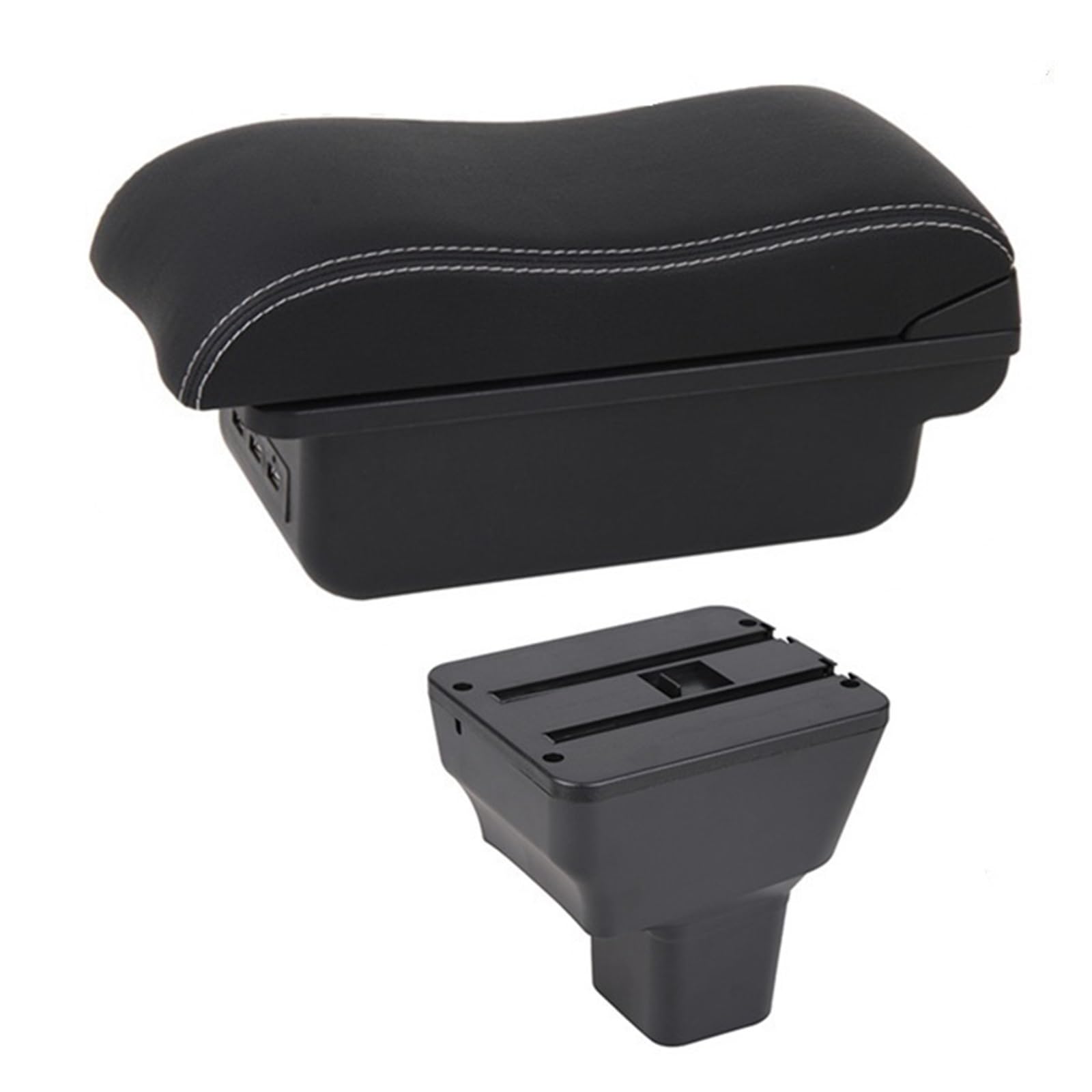 Mittelkonsole Armlehne Aufbewahrungsbox Auto Armlehne Box für Nissan für Kicks 2016-2021 Hand Arm Rest Center Console Storage USB Retrofit Teile Zubehör(C2 White Line) von ZOETREE