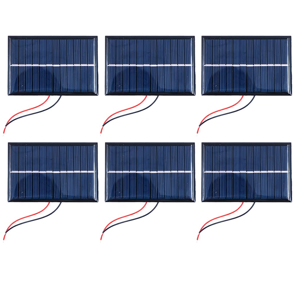 Packung mit 6 ZONADAH 0.6W 6V Mini Wired Solar Panels, Batter Charger, DIY Home, Science School Projekte, Camping, Angeln, Wandern Outdoor Garten Licht Ladewerkzeuge von ZONADAH