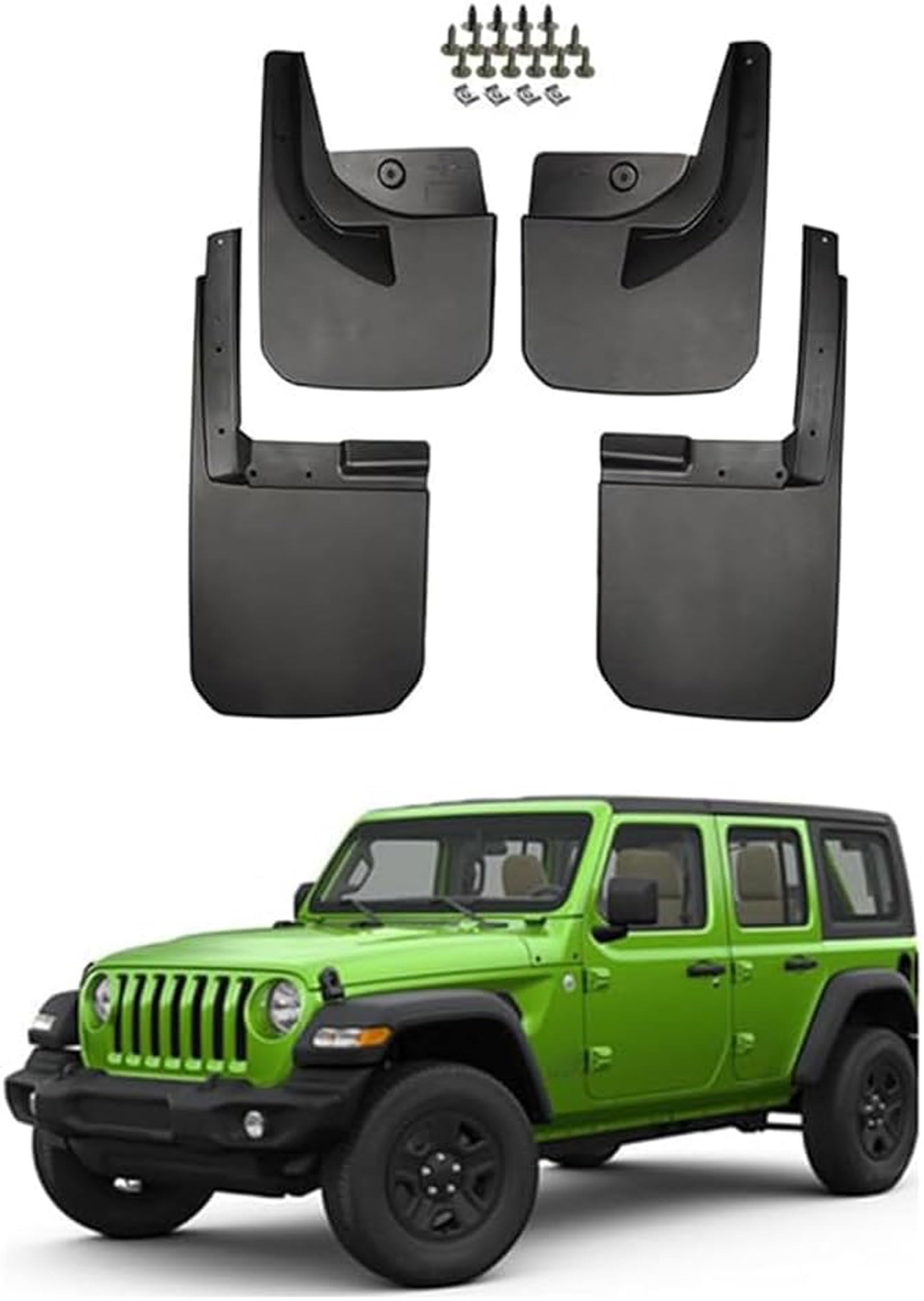 4 Stück Schmutzfänger Auto für Jeep Wrangler JL JK 2019-2023, Schmutzlappen Kotflügelschoner Schlamm Spritzwassergeschützte Platte Styling Zubehör von ZONEWD