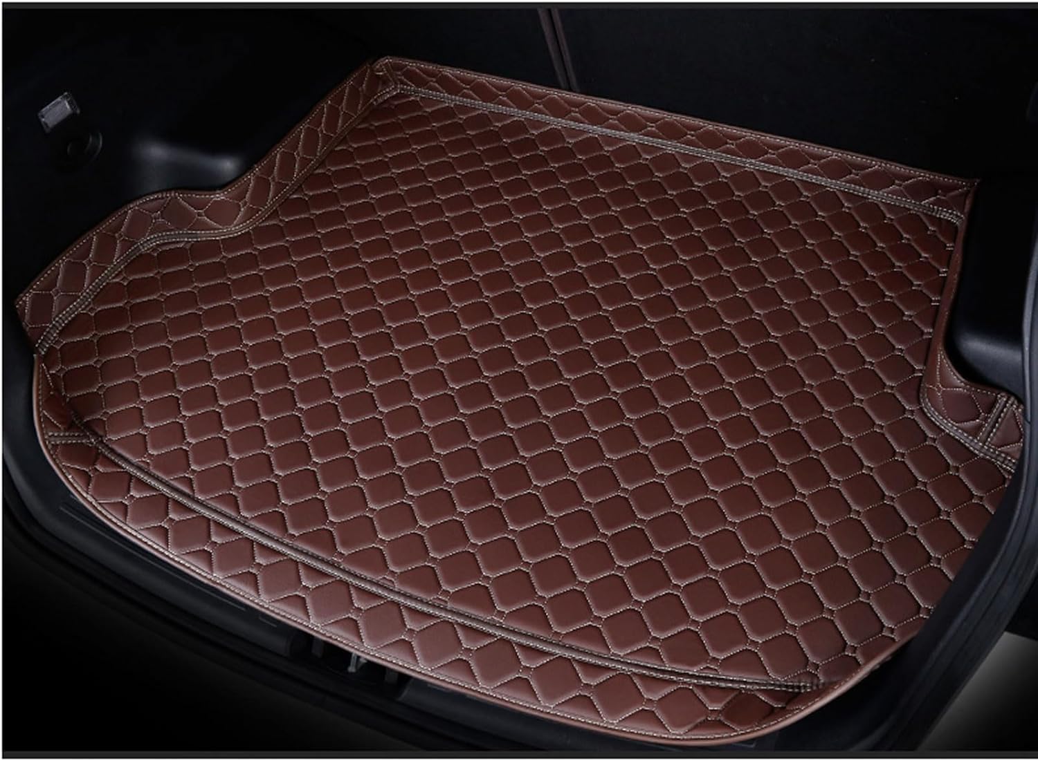 Kofferraum Schutzmatte für Audi Q5 2013-2016, Kofferraummatte Leder Allwetter Wasserdicht rutschfest Auto Zubehör,HighSide-Brown von ZONEWD