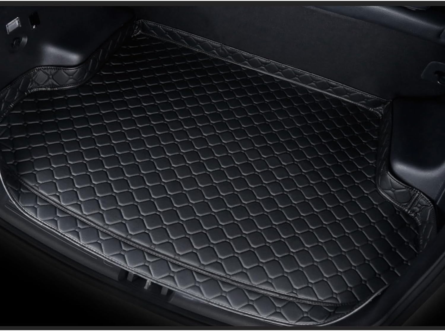 Kofferraum Schutzmatte für Audi Q7 7 seat 2016-2022, Kofferraummatte Leder Allwetter Wasserdicht rutschfest Auto Zubehör,HighSide-Black von ZONEWD