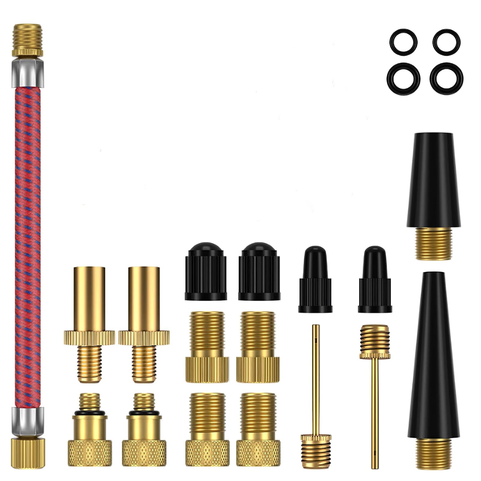 Fahrradpumpen-Adapter-Ventiladapter-Set, 21-teiliges Messing-Fahrradpumpen-Adapter, kein Luftaustritt, keine Verfärbung, DV AV SV-Ventiladapter für Kompressor-Fahrradpumpe, Standpumpe von ZONJIE