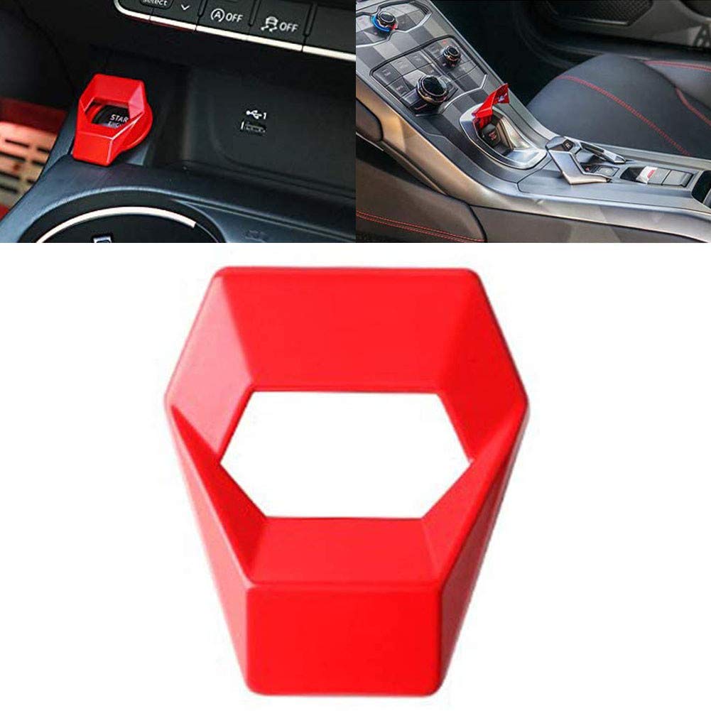 Auto Motor Start/Stop Button Abdeckung, Drücken Sie Knopf Zündung Abdeckung Anti-Scratch Universal Aluminiumlegierung Knopf Dekoration für Autos (Rot) von ZOOENIE